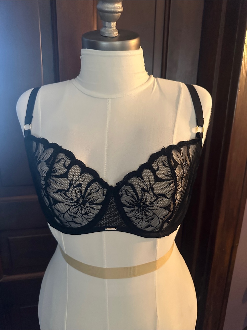 Chantelle Black Floral Sheer Lace Underwire Bra